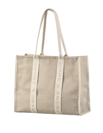 Ленена лятна чанта в бежов цвят