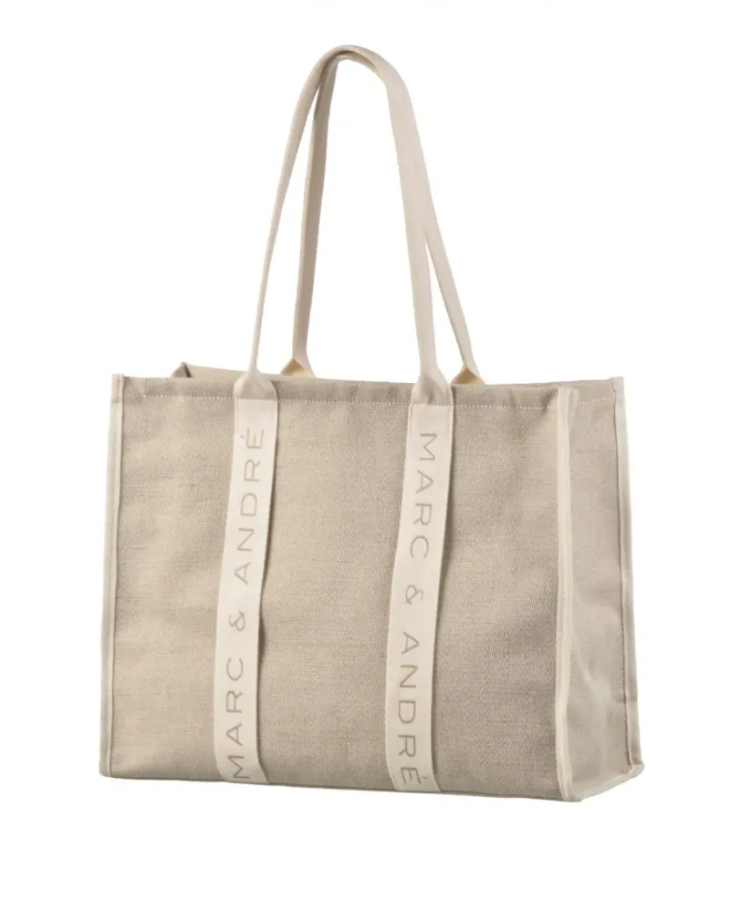 Ленена лятна чанта в бежов цвят