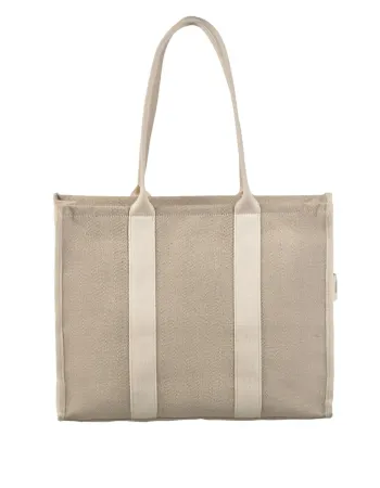 Ленена лятна чанта в бежов цвят
