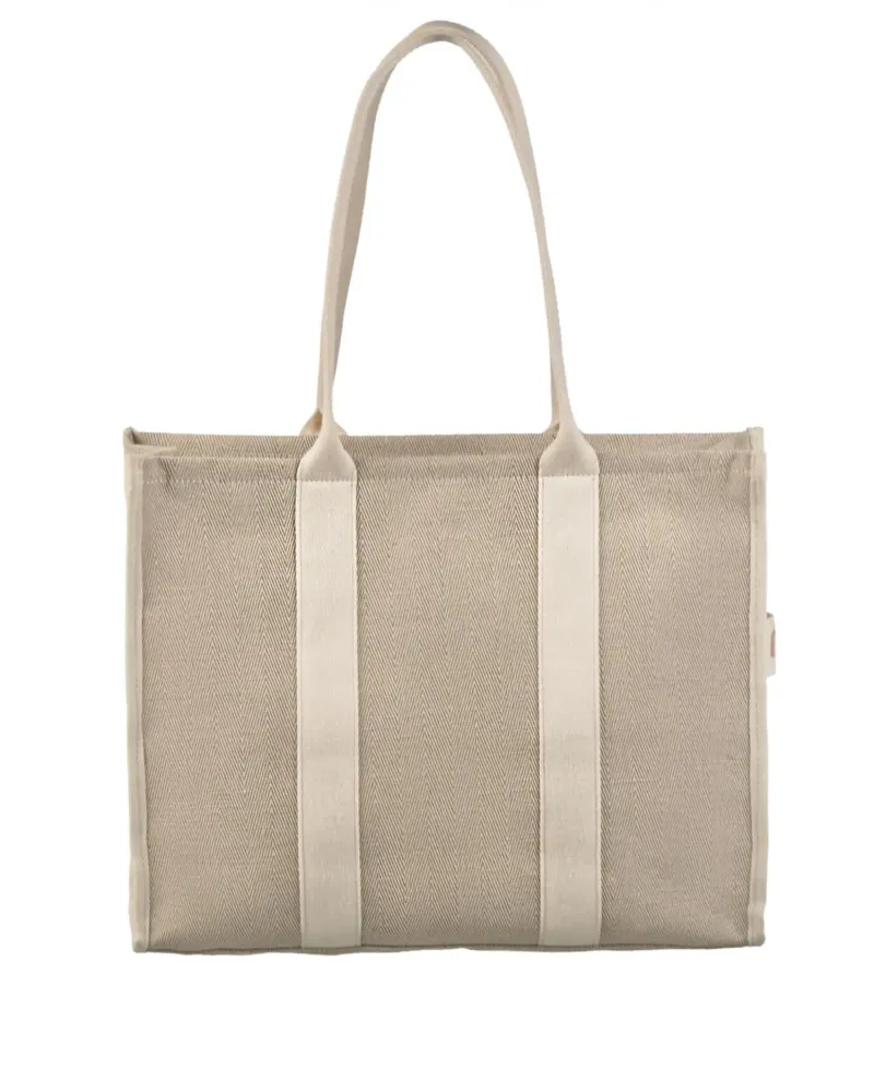 Ленена лятна чанта в бежов цвят