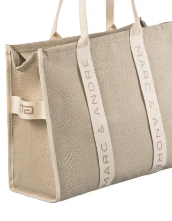 Ленена лятна чанта в бежов цвят