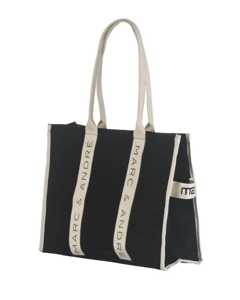 Ленена лятна чанта в черен цвят