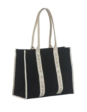 Ленена лятна чанта в черен цвят