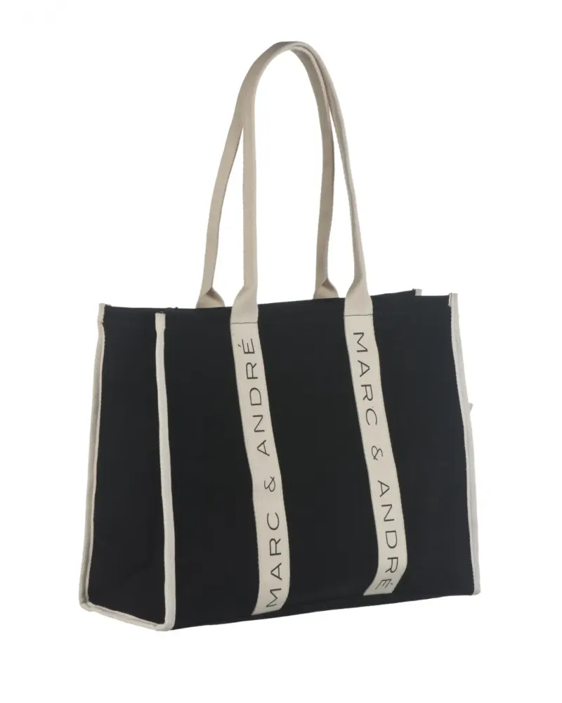 Ленена лятна чанта в черен цвят