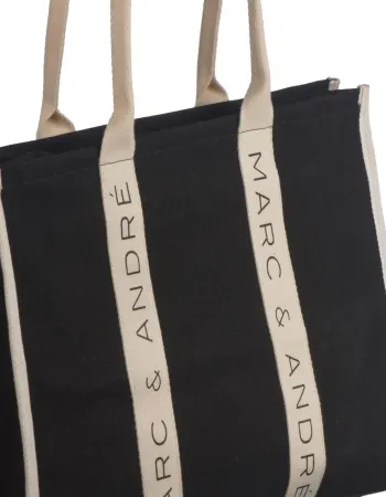 Ленена лятна чанта в черен цвят