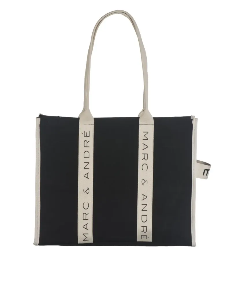 Ленена лятна чанта в черен цвят