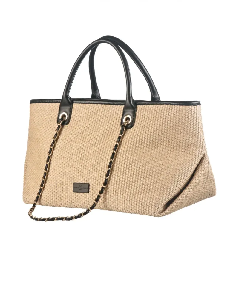 Елегантна чанта с верижка в цвят натурал