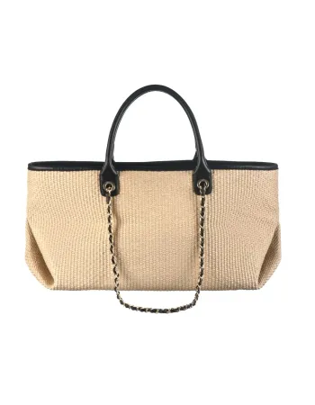 Елегантна чанта с верижка в цвят натурал