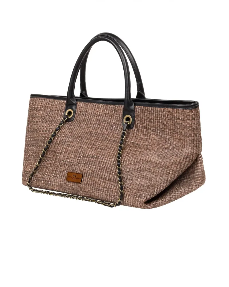 Елегантна чанта с верижка в кафяв цвят