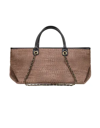 Елегантна чанта с верижка в кафяв цвят