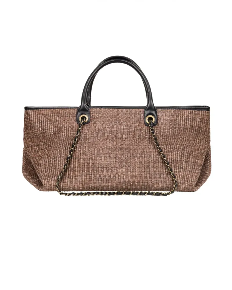 Елегантна чанта с верижка в кафяв цвят