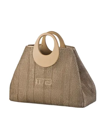 Елегантна чанта с овални дръжки в светлокафяв цвят Alize