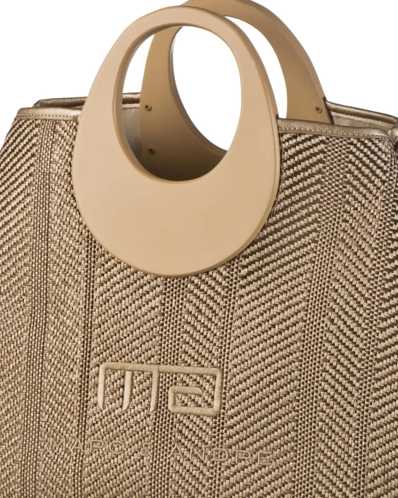 Елегантна чанта с овални дръжки в светлокафяв цвят Alize