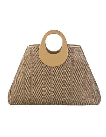 Елегантна чанта с овални дръжки в светлокафяв цвят Alize