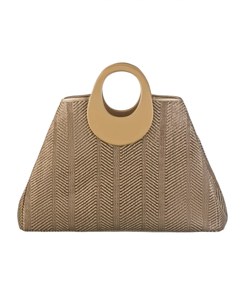 Елегантна чанта с овални дръжки в светлокафяв цвят Alize