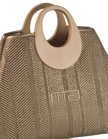 Елегантна чанта с овални дръжки в светлокафяв цвят Alize