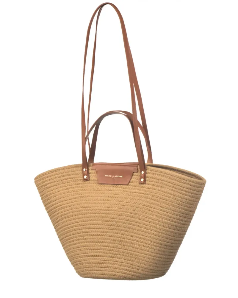 Елегантна кошница с кожени дръжки