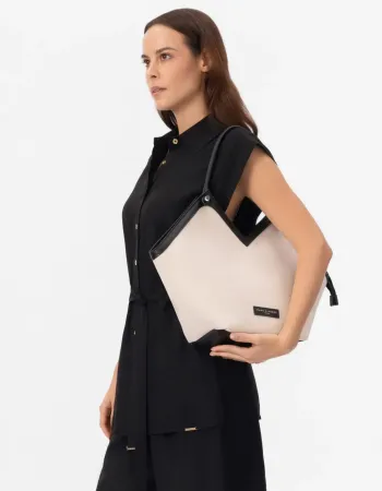 Елегантна лятна чанта беж и черно City Bag