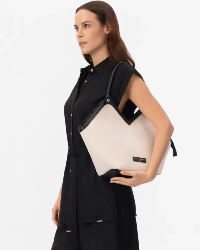 Елегантна лятна чанта беж и черно City Bag