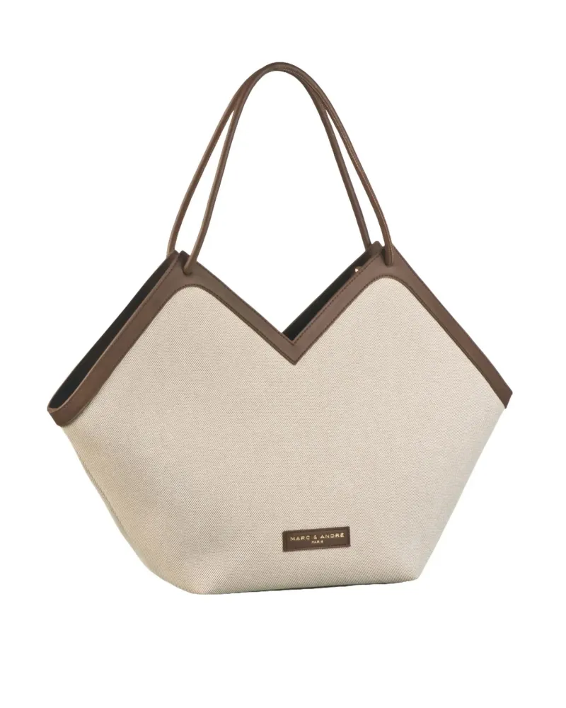 Елегантна лятна чанта беж и кафяво City Bag