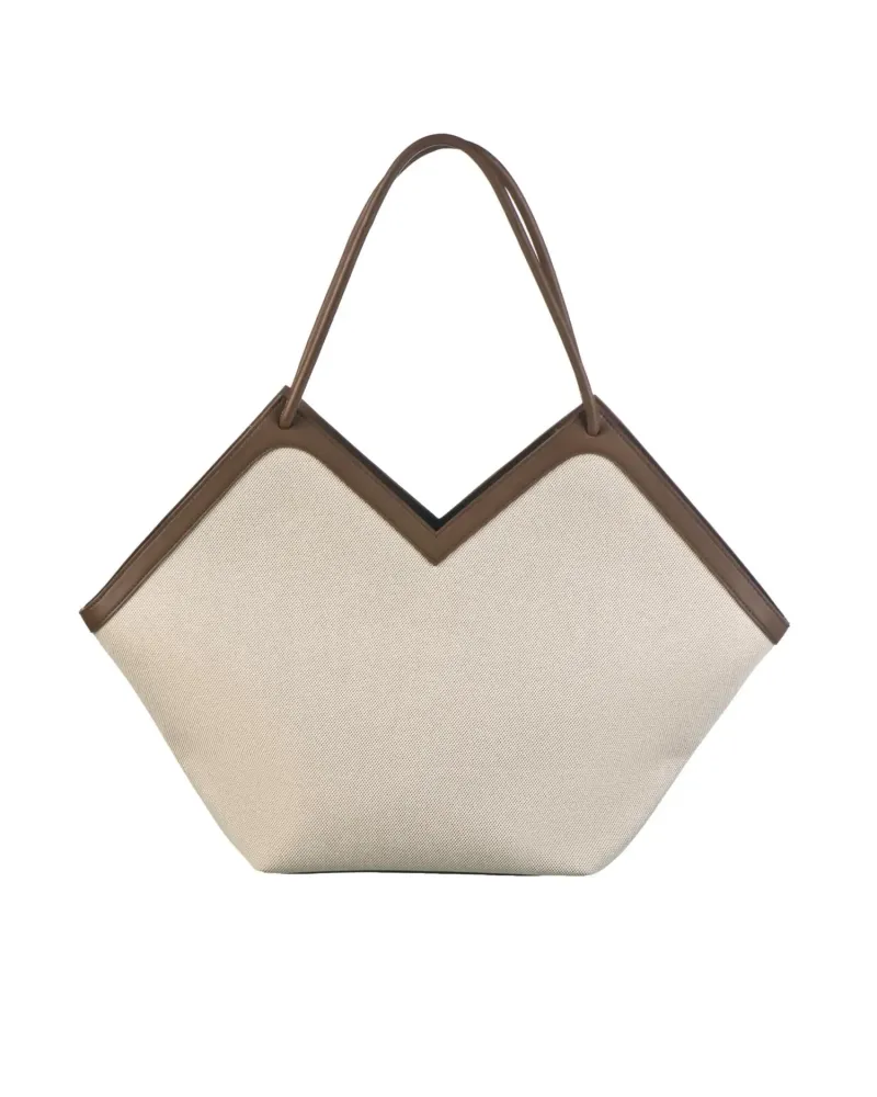 Елегантна лятна чанта беж и кафяво City Bag