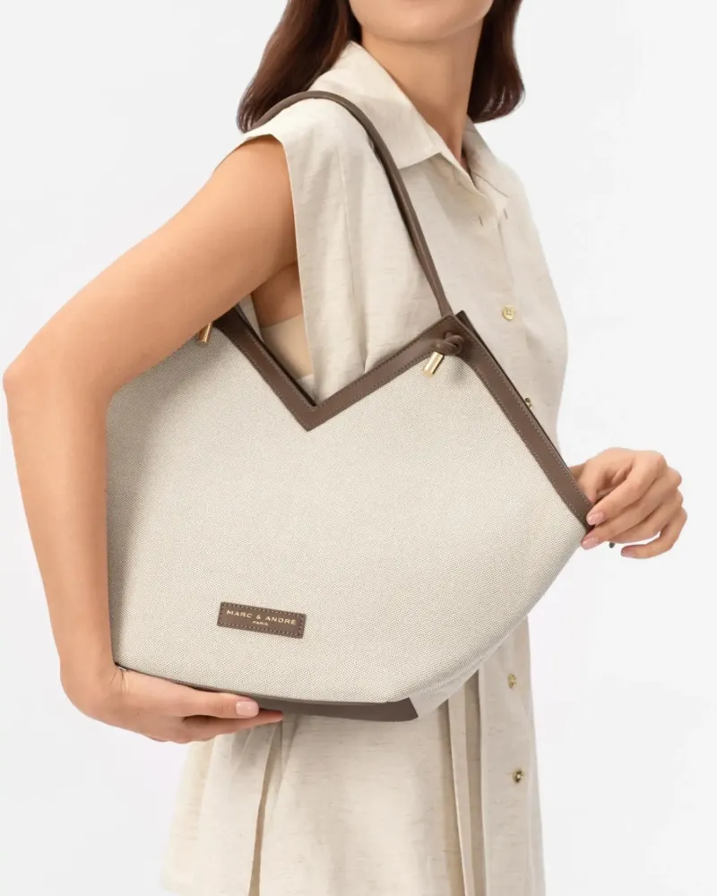 Елегантна лятна чанта беж и кафяво City Bag