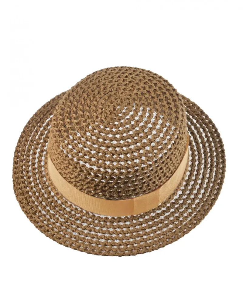 Лятна памучна шапка в кафяв цвят Voyage