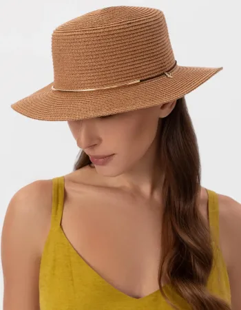 Лятна шапка в кафяв цвят Canotier
