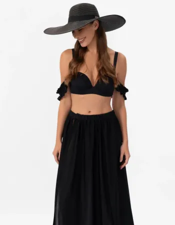 Черна шапка с широка периферия Edisse