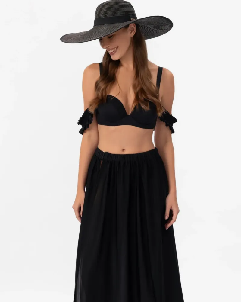 Черна шапка с широка периферия Edisse