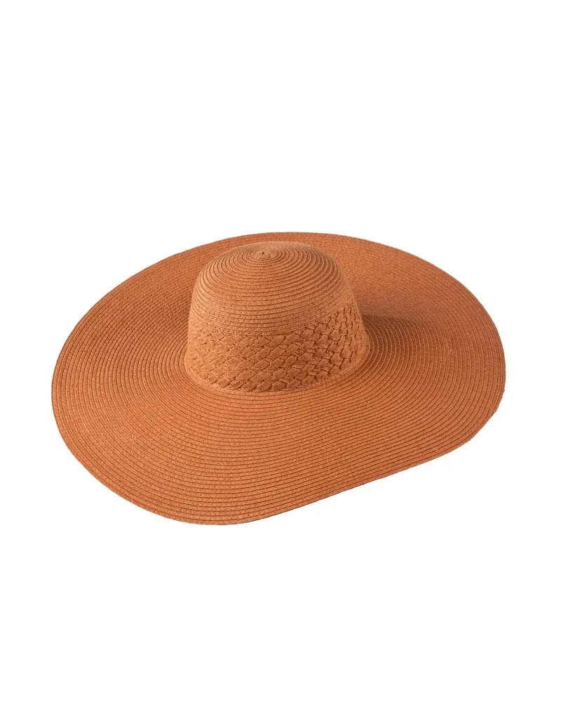Шапка с широка периферия в оранжев нюанс Solaris