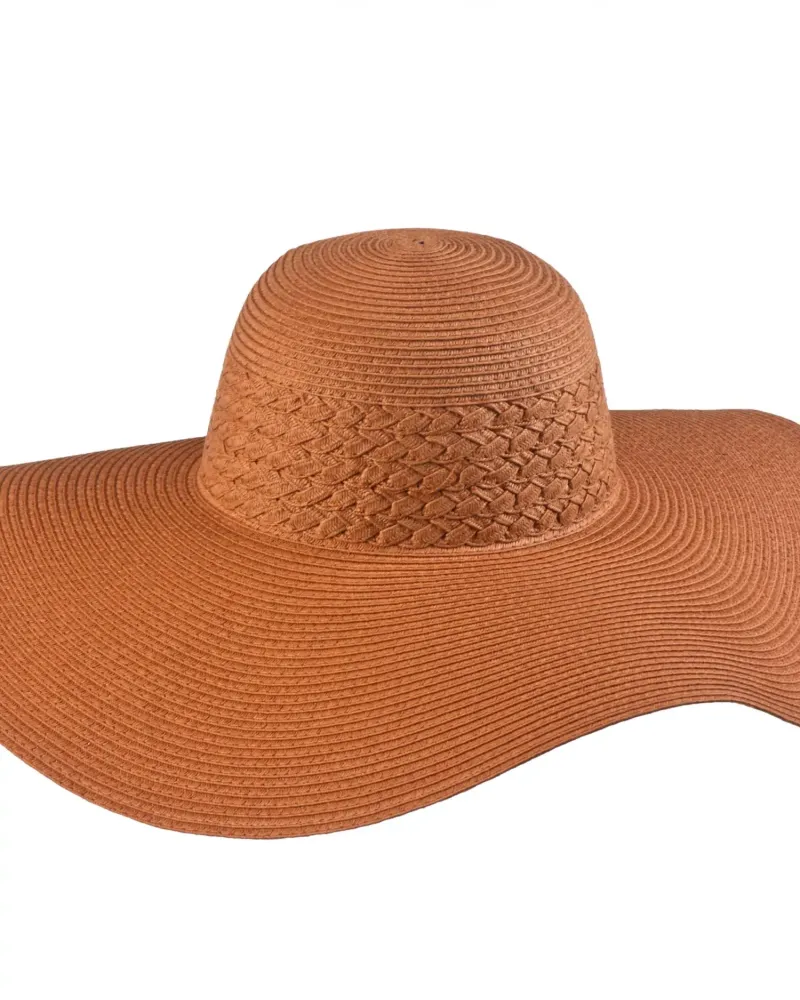 Шапка с широка периферия в оранжев нюанс Solaris