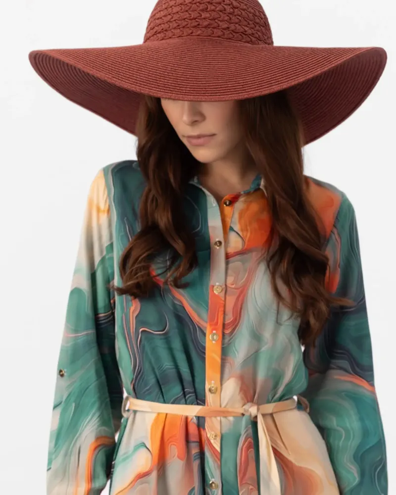 Шапка с широка периферия в керемиден нюанс Solaris