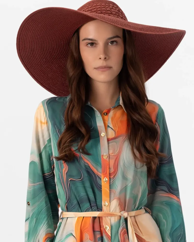 Шапка с широка периферия в керемиден нюанс Solaris