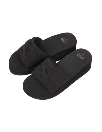 Дамски чехли в черен цвят Knot