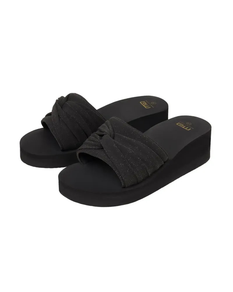 Дамски чехли в черен цвят Knot