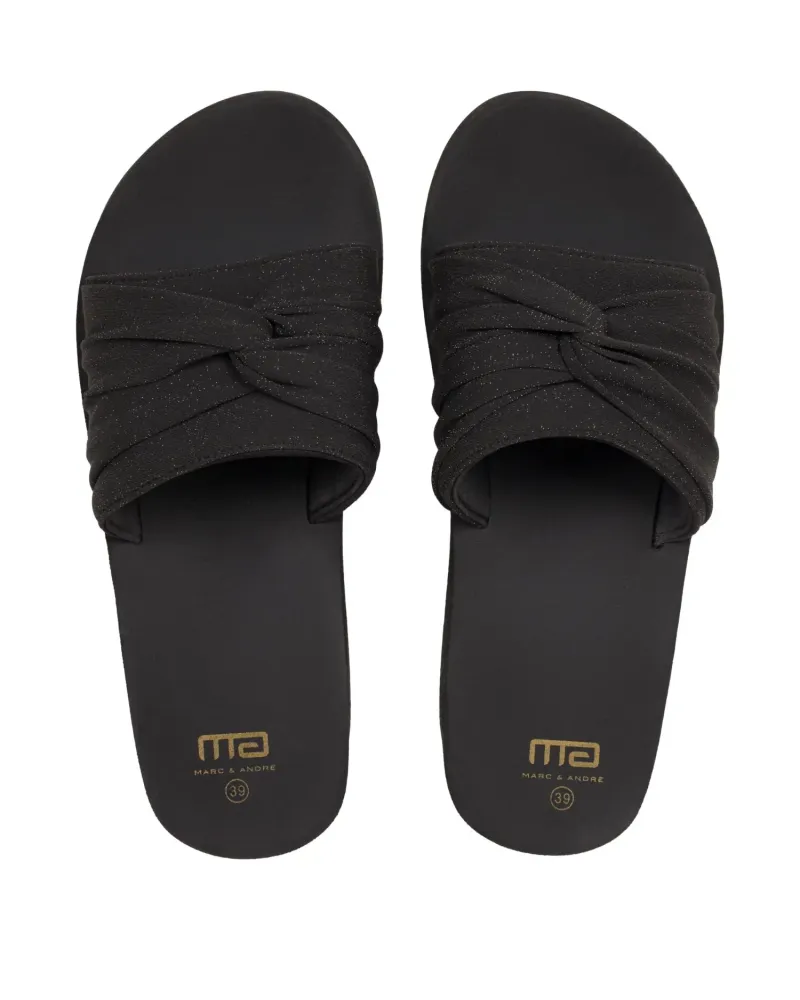 Дамски чехли в черен цвят Knot