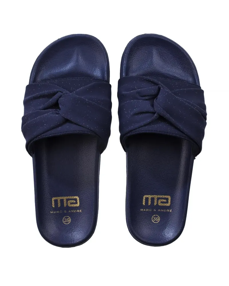 Дамски чехли в тъмно син цвят Knot