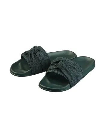 Дамски чехли в тъмно зелен цвят Knot