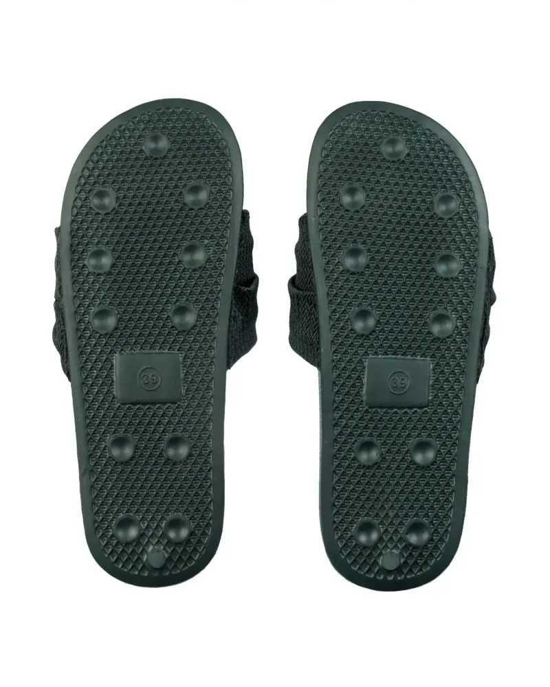 Дамски чехли в тъмно зелен цвят Knot