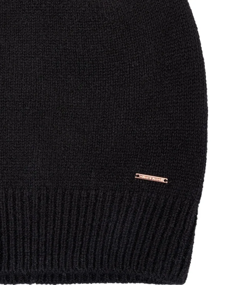 Черна шапка от 100% кашмир Weightless Luxury