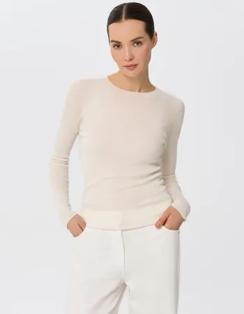 Блуза от мериносова вълна SHEER WHISPER екрю