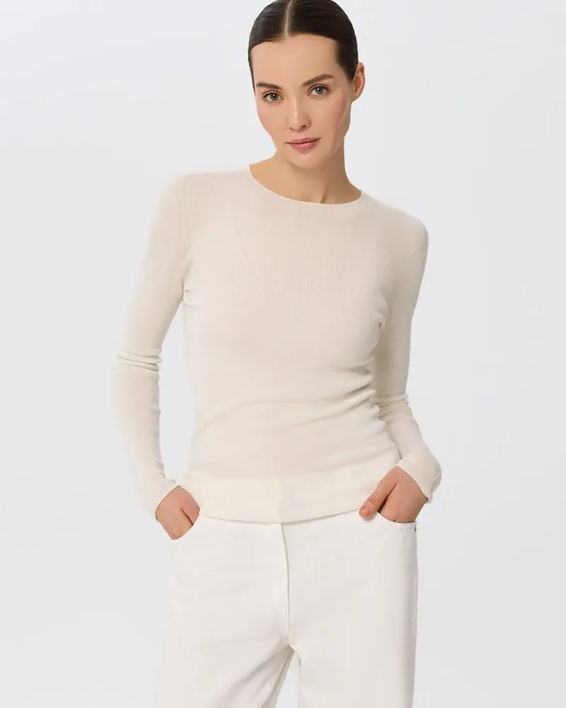 Блуза от мериносова вълна SHEER WHISPER екрю