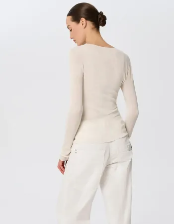Блуза от мериносова вълна SHEER WHISPER екрю