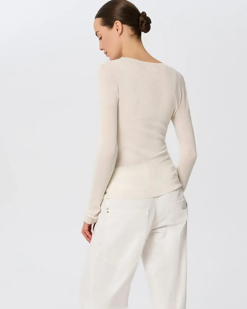 Блуза от мериносова вълна SHEER WHISPER екрю