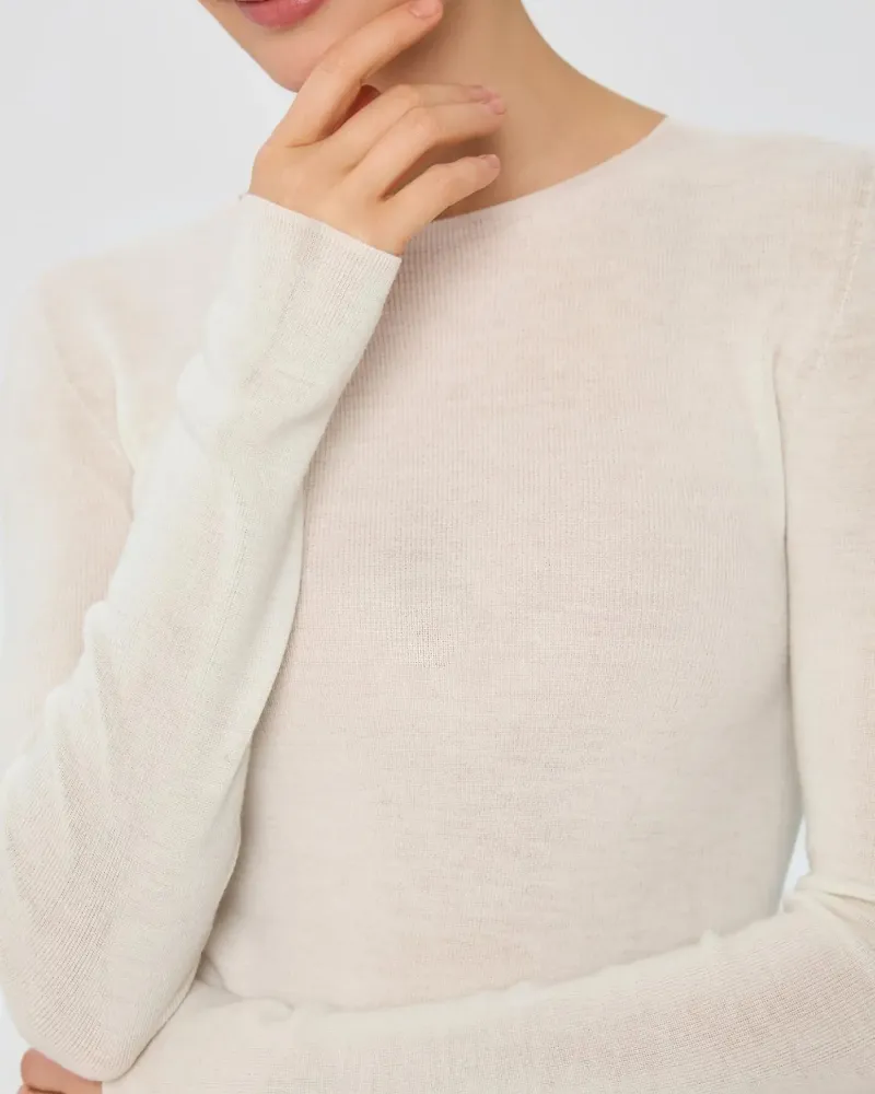 Блуза от мериносова вълна SHEER WHISPER екрю