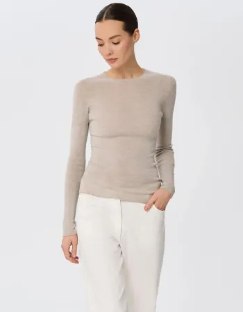 Блуза от мериносова вълна SHEER WHISPER беж