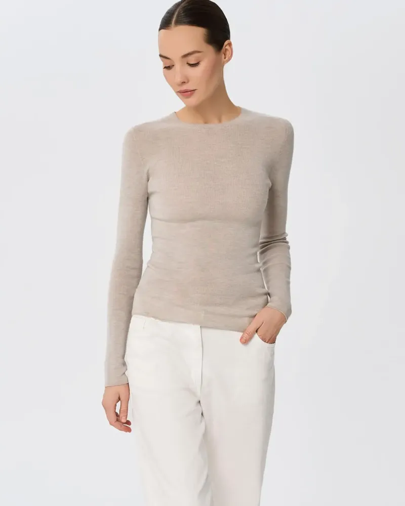 Блуза от мериносова вълна SHEER WHISPER беж