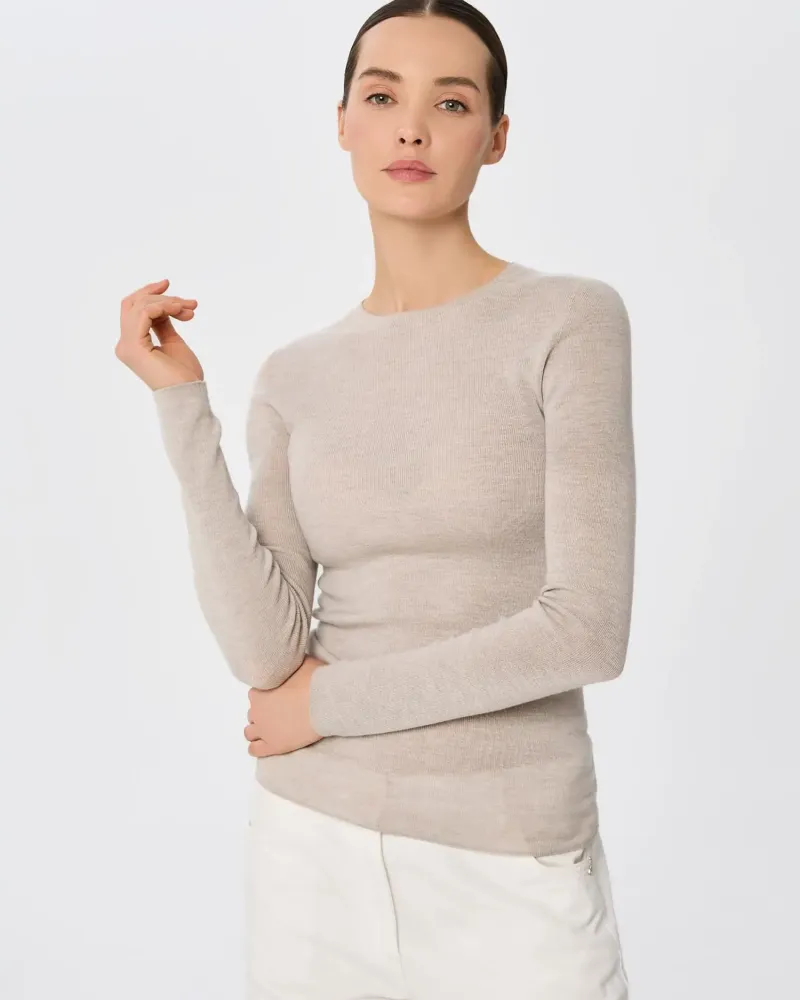 Блуза от мериносова вълна SHEER WHISPER беж