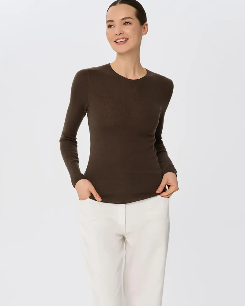 Блуза от мериносова вълна SHEER WHISPER brown